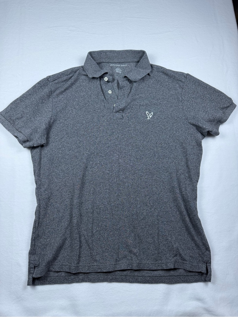 Men’s American Eagle Standard Fit Gray Polo Shirt - Size Large - 100% Cotton - Picture 2 of 7
